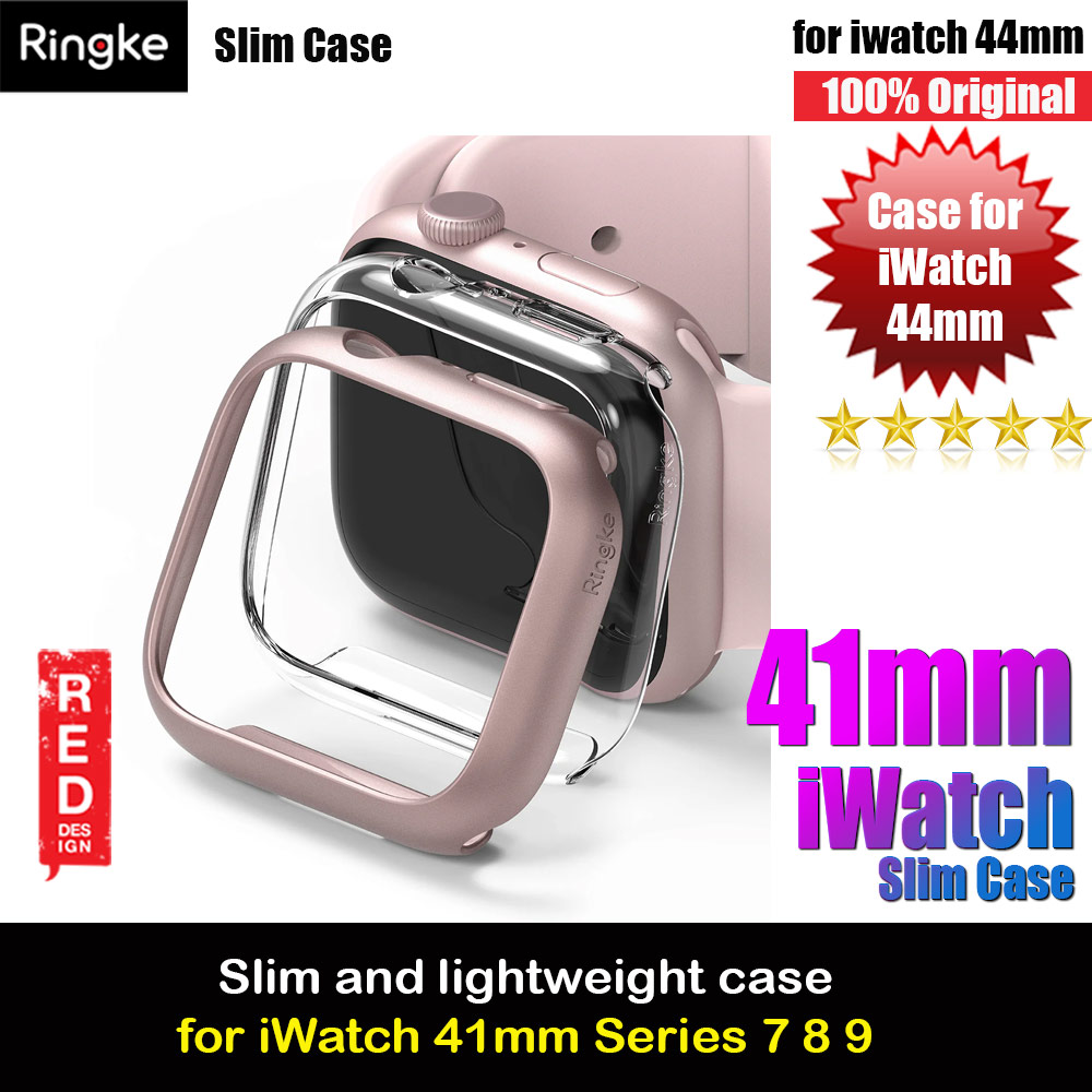 Ringke Slim Perfect Fit Case for Apple Watch Series 7 8 9 41mm  (2 PACK Clear and Pink)