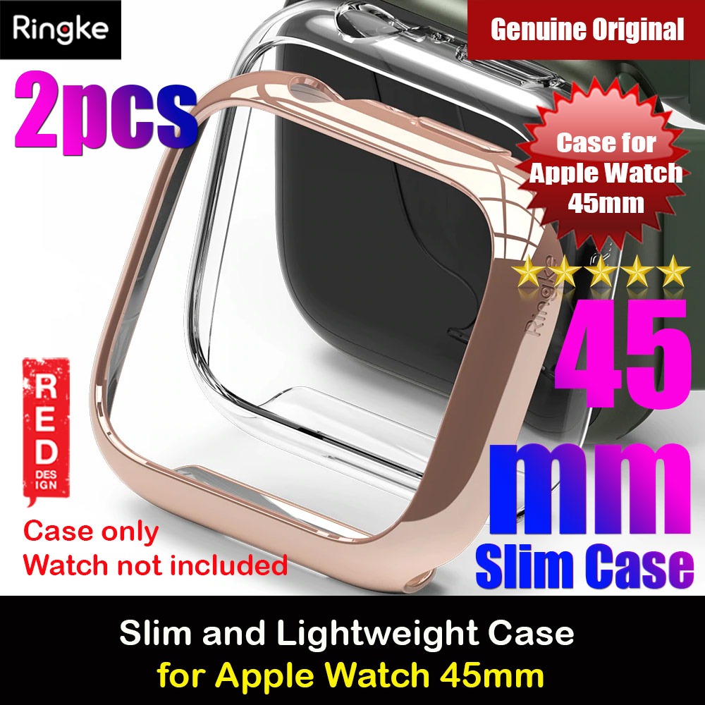 Ringke Slim Perfect Fit Case for Apple Watch Series 7 8 9 45mm  (2 PACK Clear and Rose Gold)