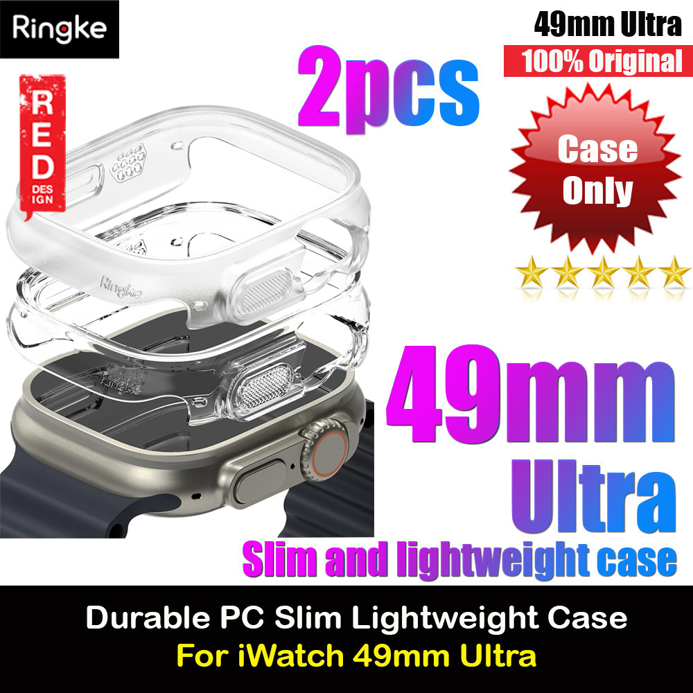 Ringke Slim and Lightweight Hard Case for Apple Watch Series 8 49mm Ultra (2 PACK with Clear and Alpine Clear)