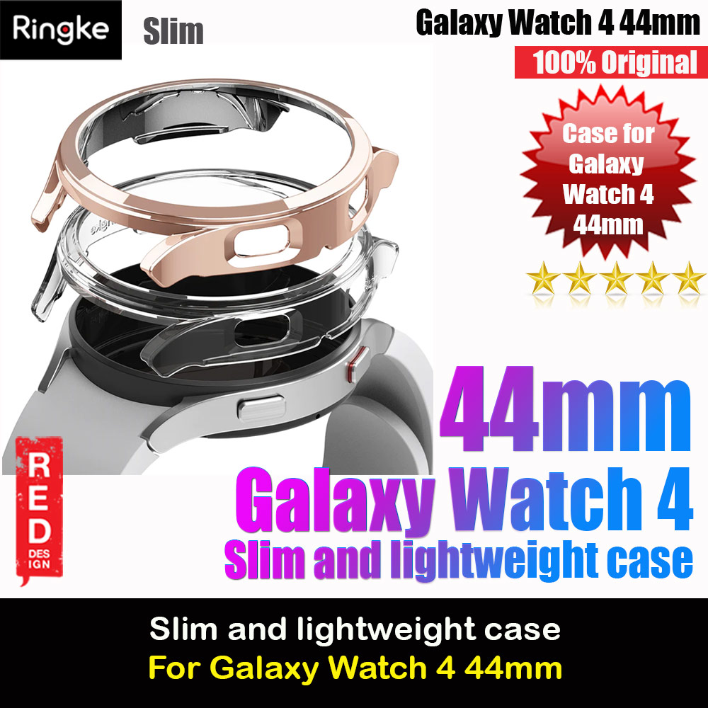 Ringke Slim and lightweight Durable Case for Galaxy Watch 4 44mm Case (Clear and Chrome Rose Gold)