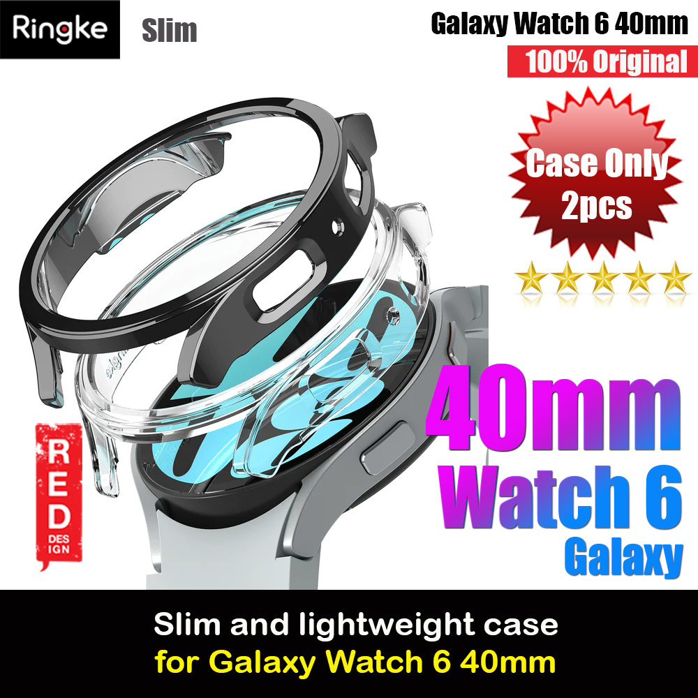 Ringke Slim Case Durable Protection PC Case for Samsung Galaxy Watch 6 Series 40mm (Clear and Dark Chrome)