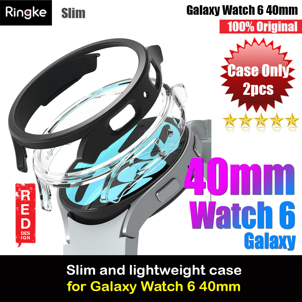 Ringke Slim Case Durable Protection PC Case for Samsung Galaxy Watch 6 Series 40mm (Clear and Matte Black)