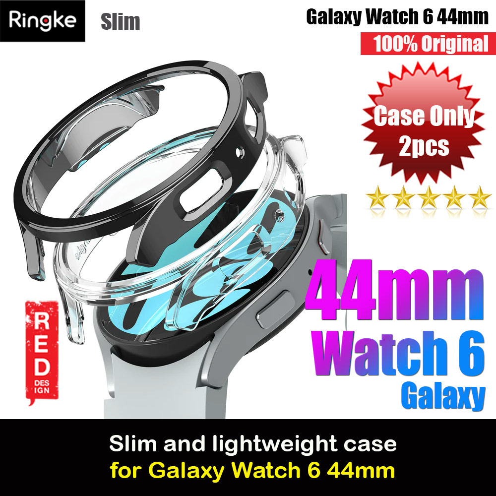 Ringke Slim Case Durable Protection PC Case for Samsung Galaxy Watch 6 Series 44mm (Clear and Dark Chrome)