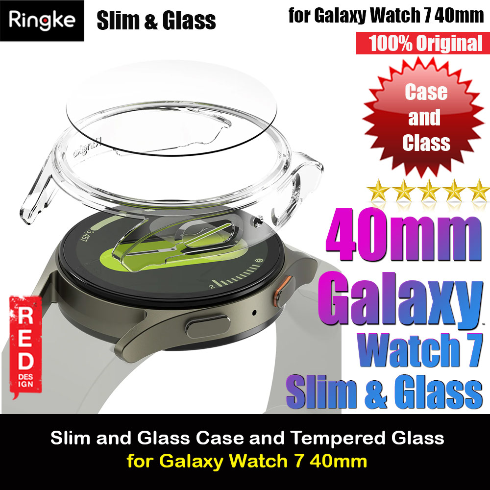 Ringke Slim Case and Tempered Glass Screen Protector for Samsung Galaxy Watch 7 40mm (Clear)
