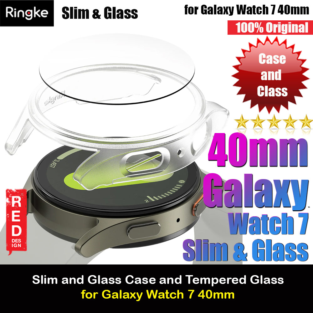Ringke Slim Case and Tempered Glass Screen Protector for Samsung Galaxy Watch 7 40mm ( ALPINE CLEAR)