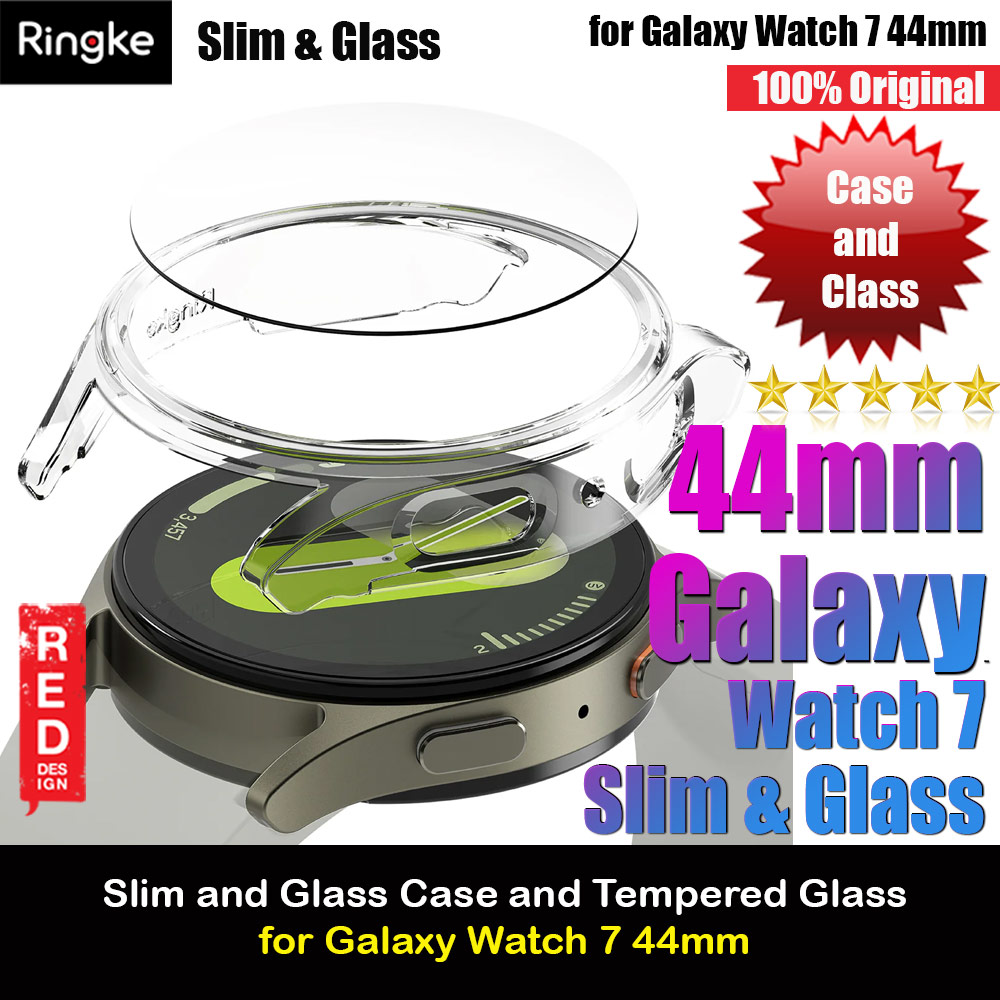 Ringke Slim Case and Tempered Glass Screen Protector for Samsung Galaxy Watch 7 44mm (Clear)