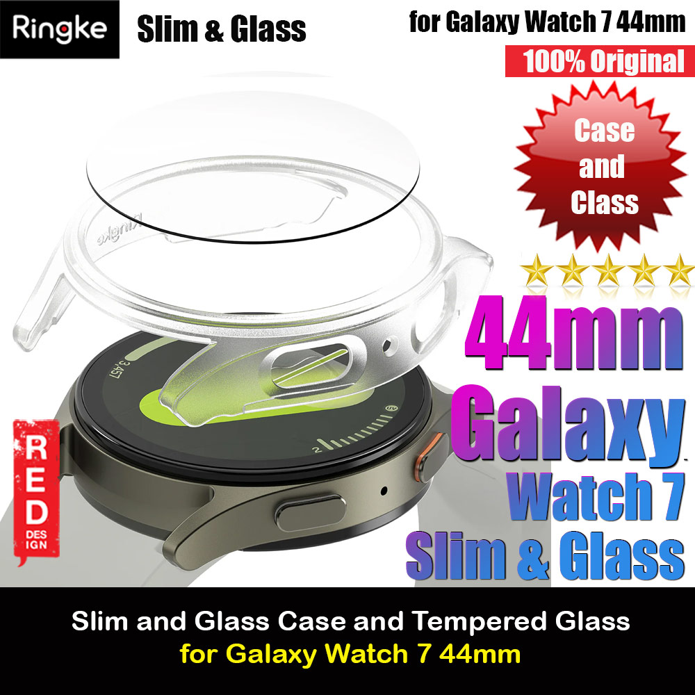 Ringke Slim Case and Tempered Glass Screen Protector for Samsung Galaxy Watch 7 44mm (Alphine Clear)