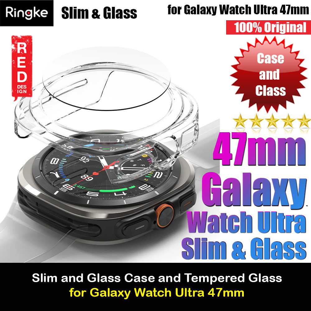 Ringke Slim Case and Tempered Glass Screen Protector for Samsung Galaxy Watch Ultra 47mm (Clear)