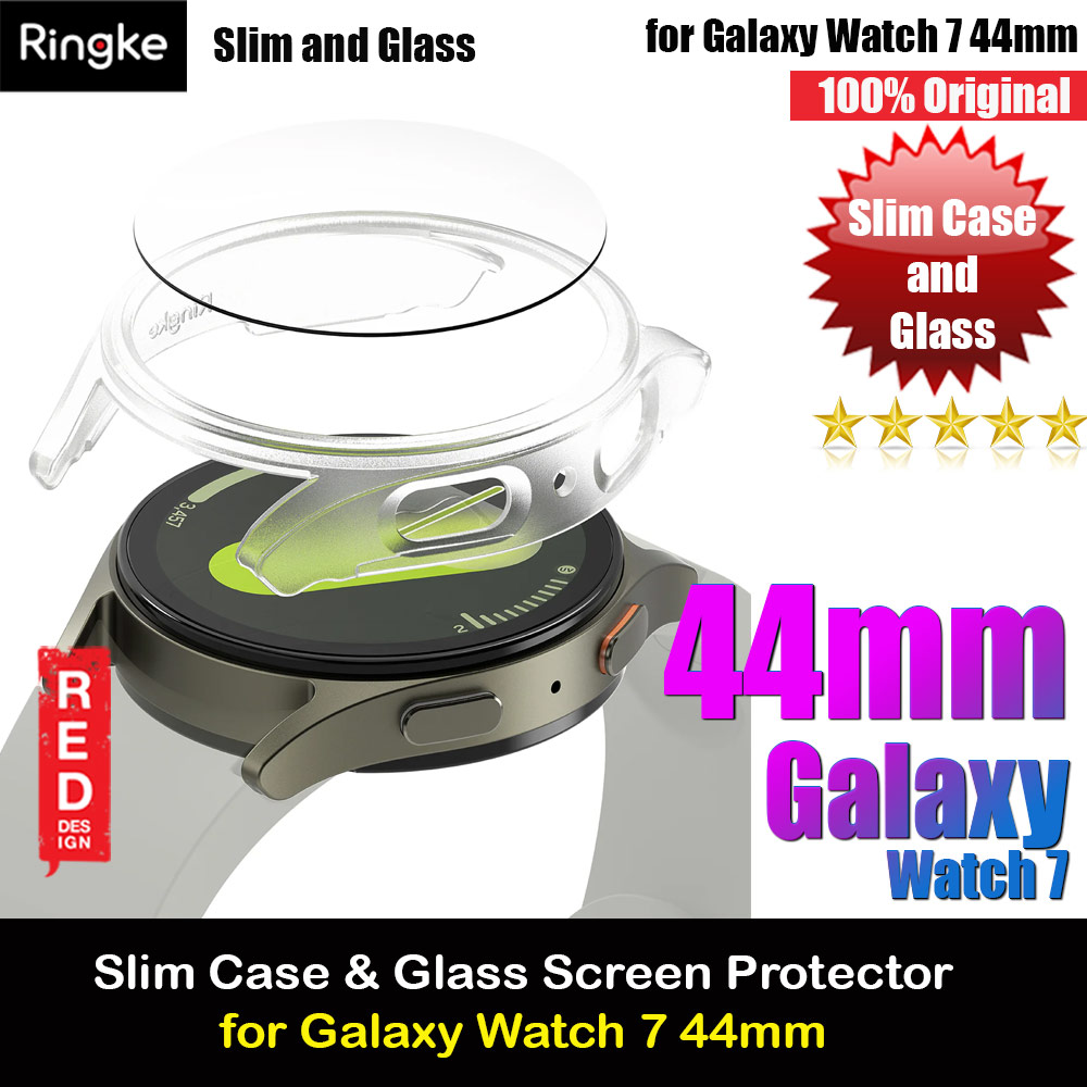 Ringke Slim Case and Tempered Glass Screen Protector for Samsung Galaxy Watch 7 44mm (Alpine Clear)