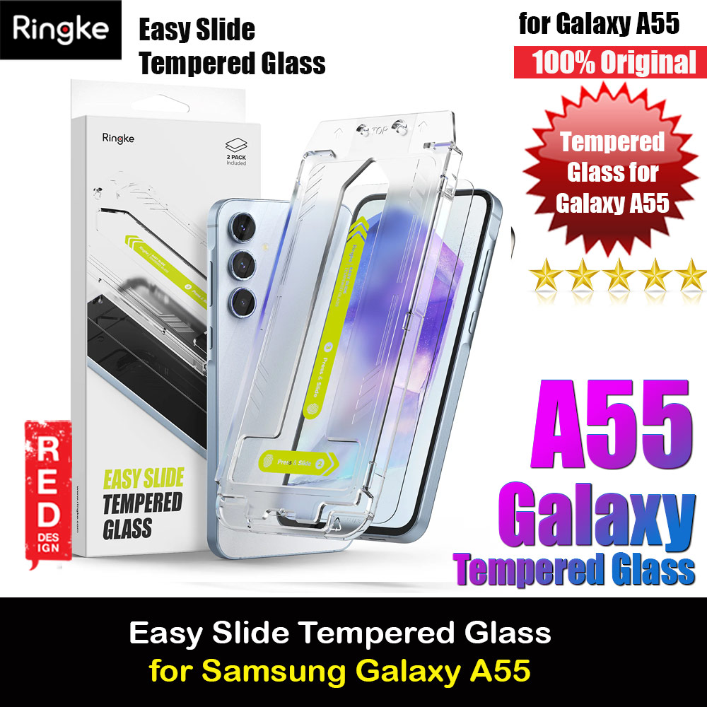 Ringke Easy Slide Tempered Glass Screen Protector for Samsung Galaxy A55 (Clear) 2pcs