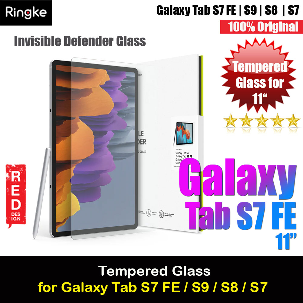 Ringke Invisible Defender Glass Tempered Glass Screen Protector for Galaxy Tab S7 FE S9 S8 S7 (Clear)