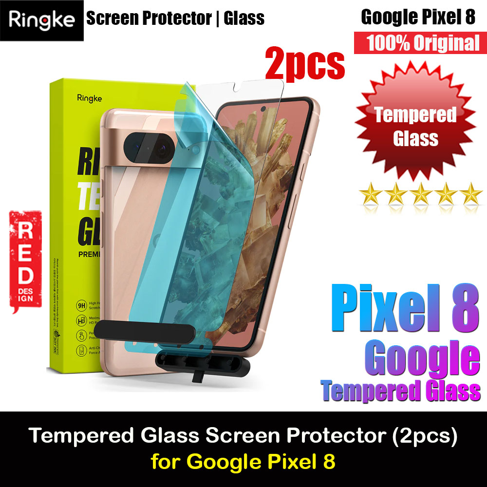 Ringke Tempered Glass Screen Protector with Installation Jig for Google Pixel 8 (Clear 2pcs Pack)