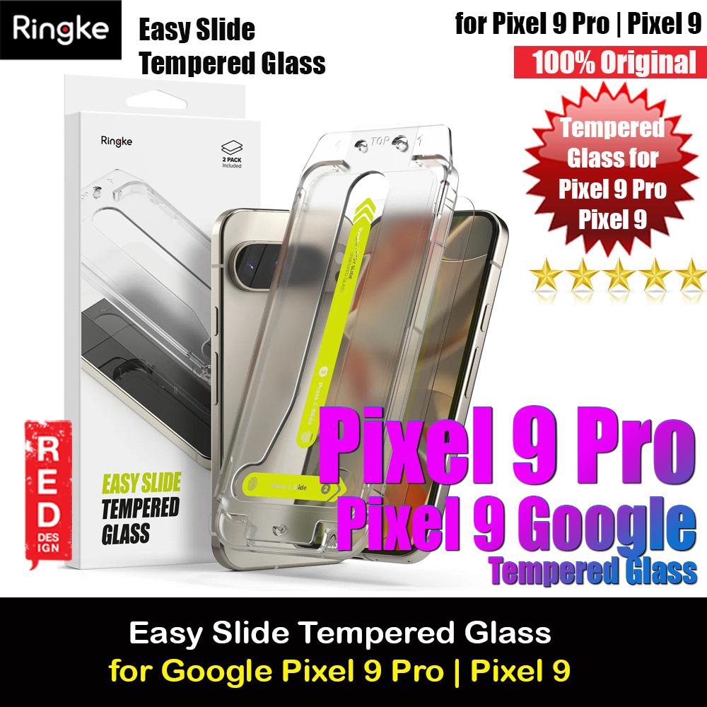 Ringke Easy Slide Tempered Glass Screen Protector for Google Pixel 9 Pro | Pixel 9 (Clear) 2pcs