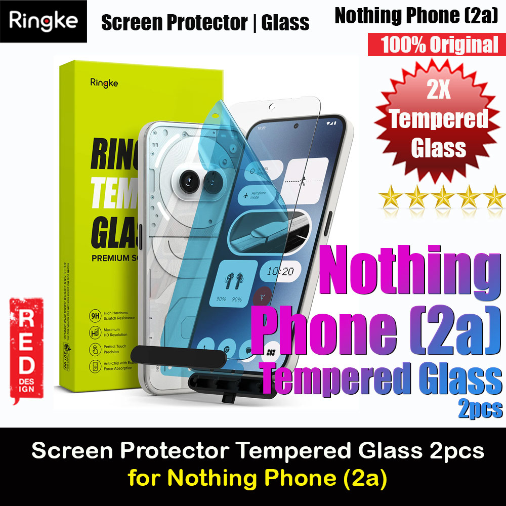 Ringke Tempered Glass Screen Protector with Installation Jig for Nothing Phone 2a (Clear 2pcs Pack)