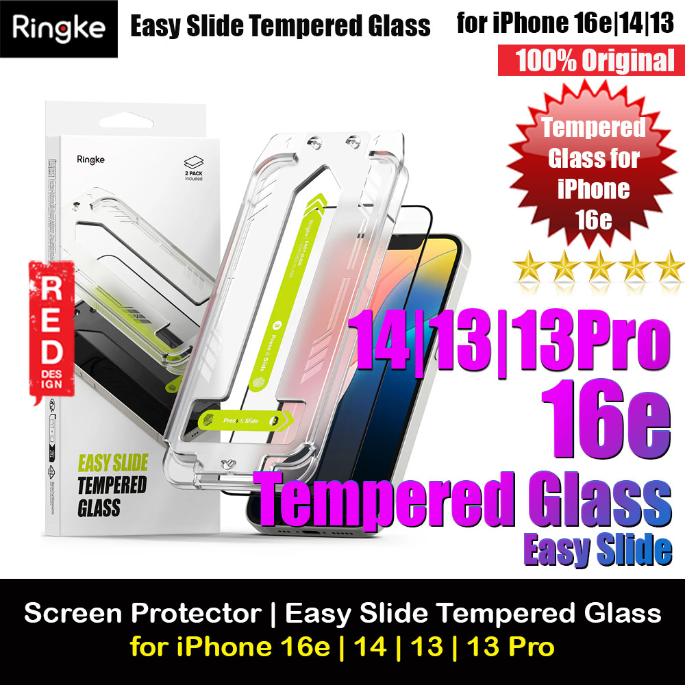 Ringke Easy Slide Tempered Glass Screen Protector for iPhone 16e 14 13 13 Pro (Clear) 2pcs