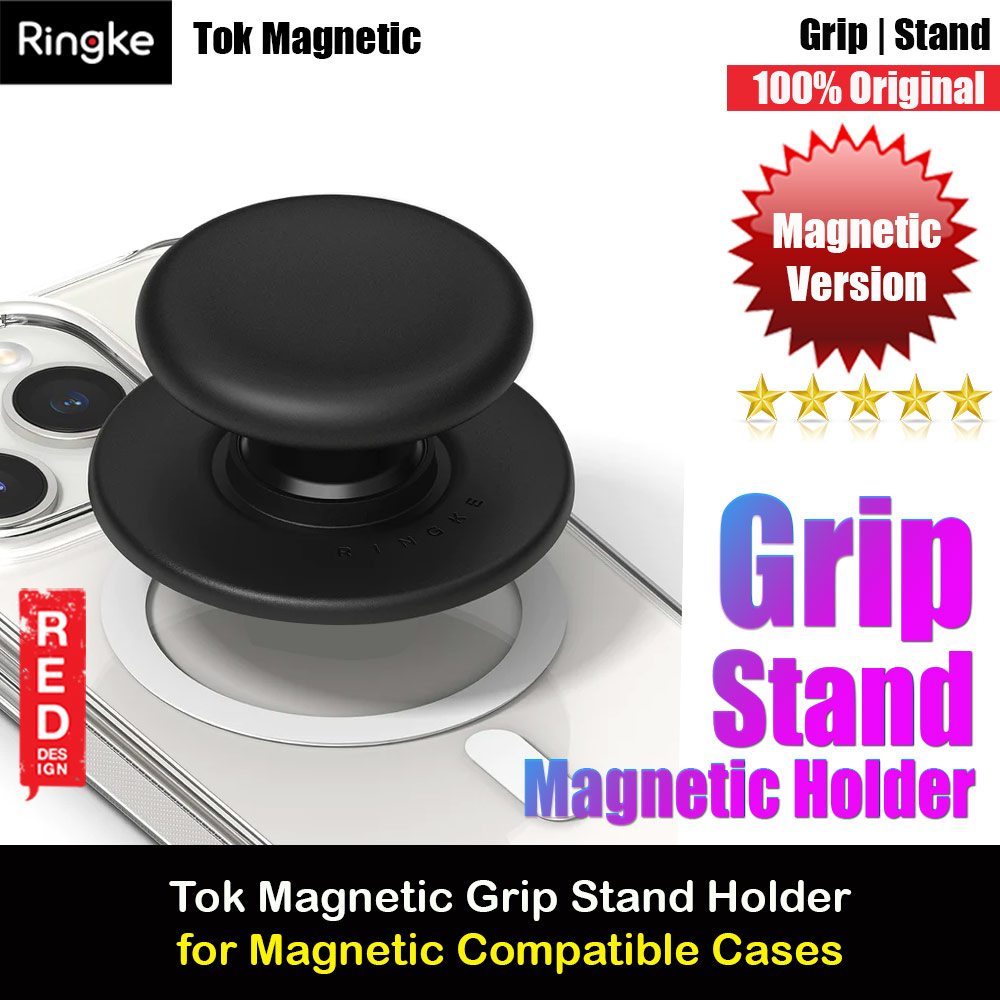 Ringke Tok Magnetic Grip Stand Holder Popsocket similar Grip Holder (Black)