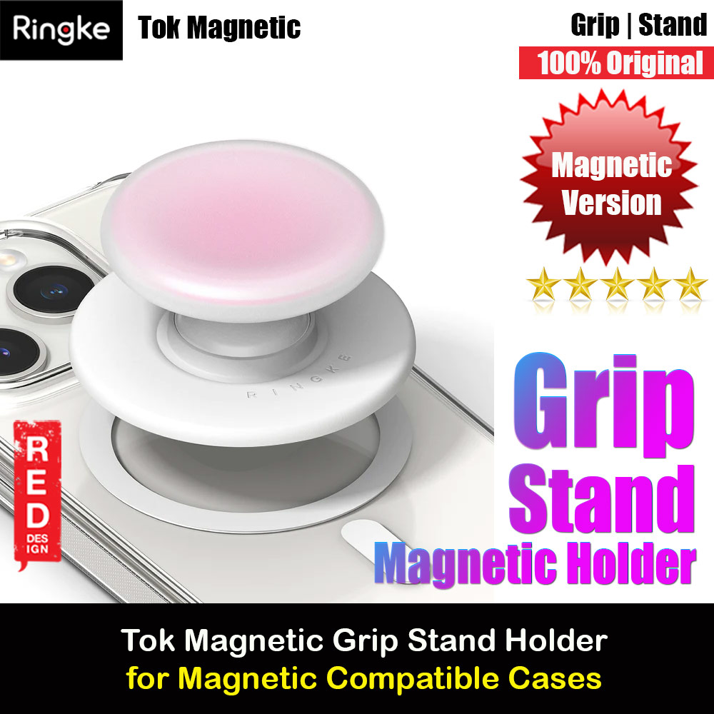 Ringke Tok Magnetic Grip Stand Holder Popsocket similar Grip Holder (Ice Pink)