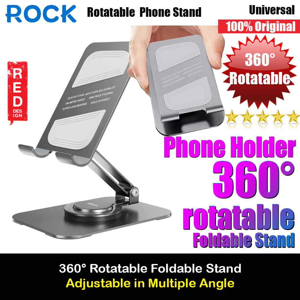 Rock Universal Rotatable Foldable Aluminum Phone Tablets Stand for iPad iPad Air iPad Pro iPhone 16 Pro Max (Gray)