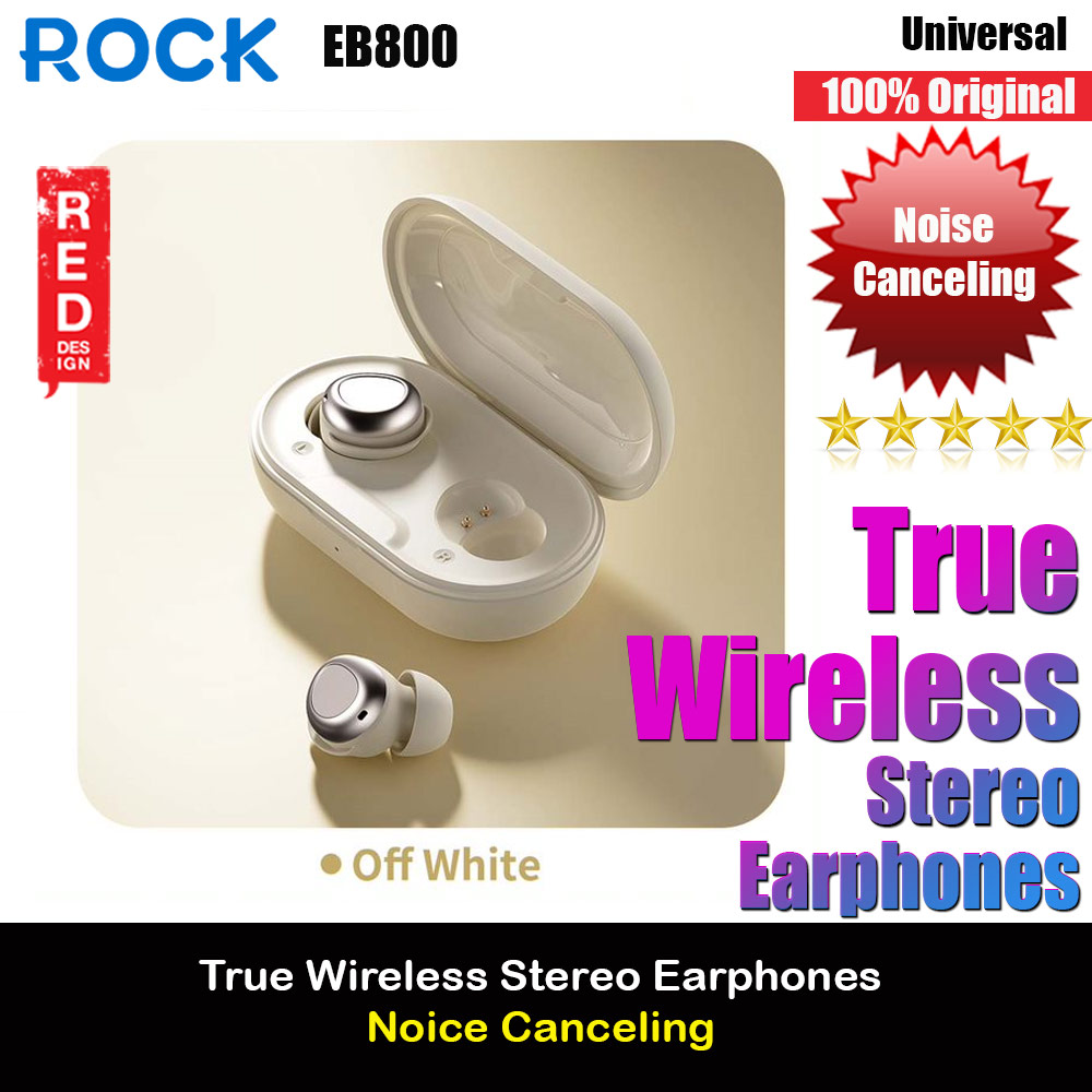 Rock EB800 TWS Bluetooth Earphones Earphone Music Call Noise Cancellation (Off White)