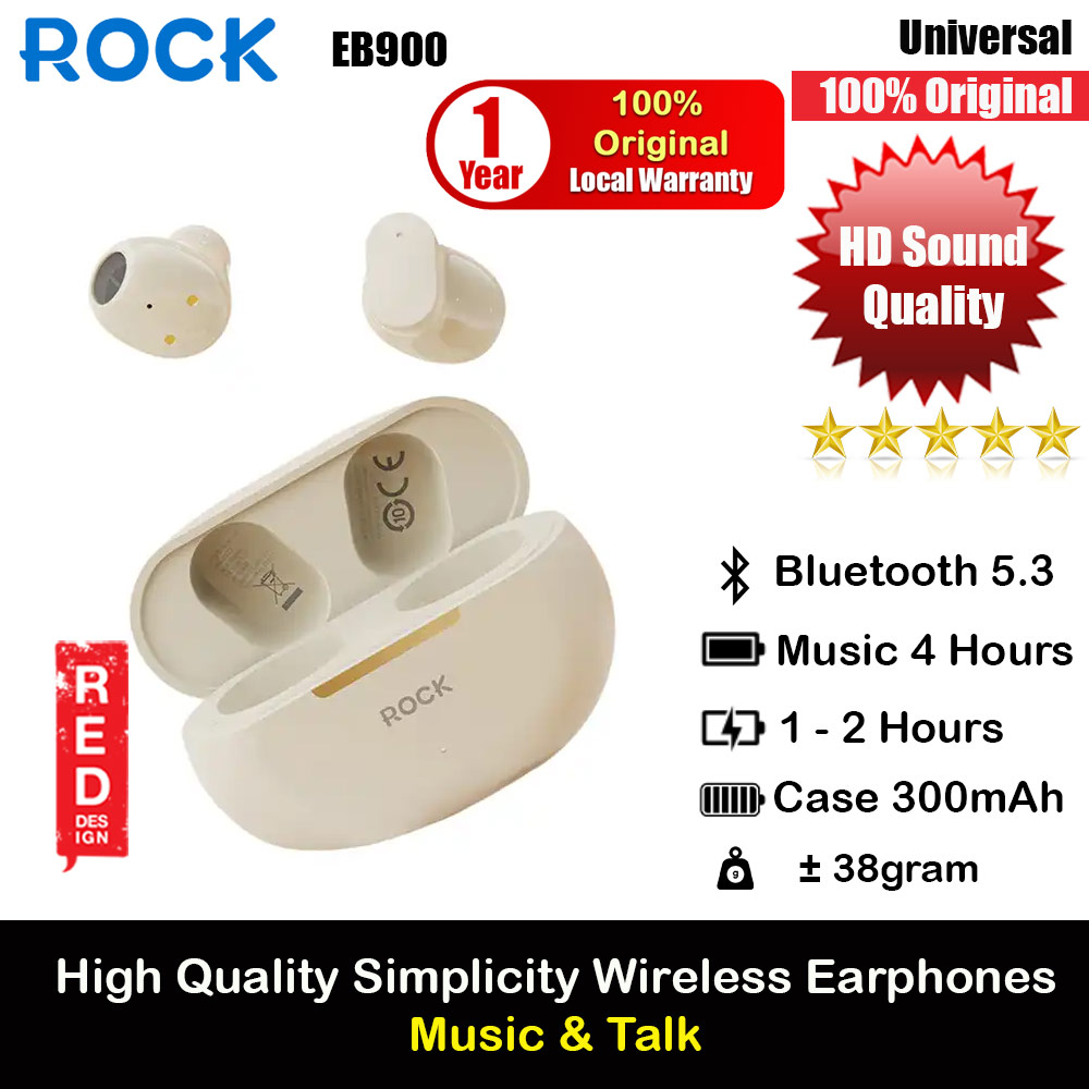 Rock EB900 Lightweight Bluetooth 5.3 TWS True Wireless Bluetooth Earphone Earbuds Music and Call (Beige)