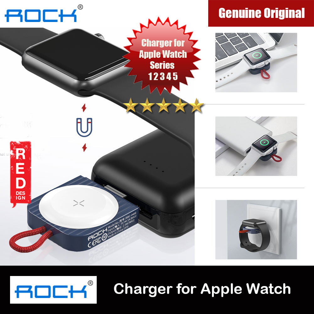 ROCK W26 IWATCH PORTABLE WIRELESS CHARGER FOR APPLE WATCH 38mm 40mm 42mm 44mm Series 1 2 3 4 5 6 OS7 (Blue) - (USBA)