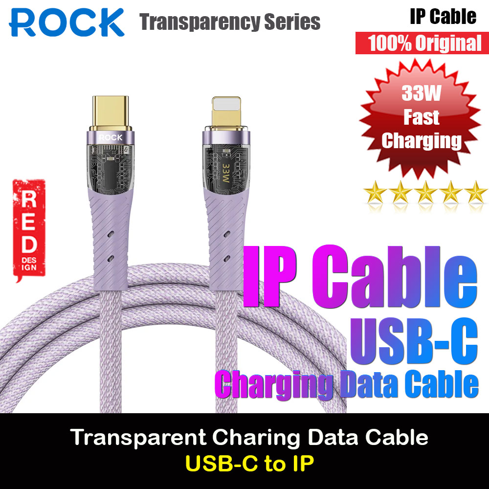 ROCK Z21 PD 33W Transparent Series Fast Charging Data Cable USB-C to Lightning Cable (Purple)