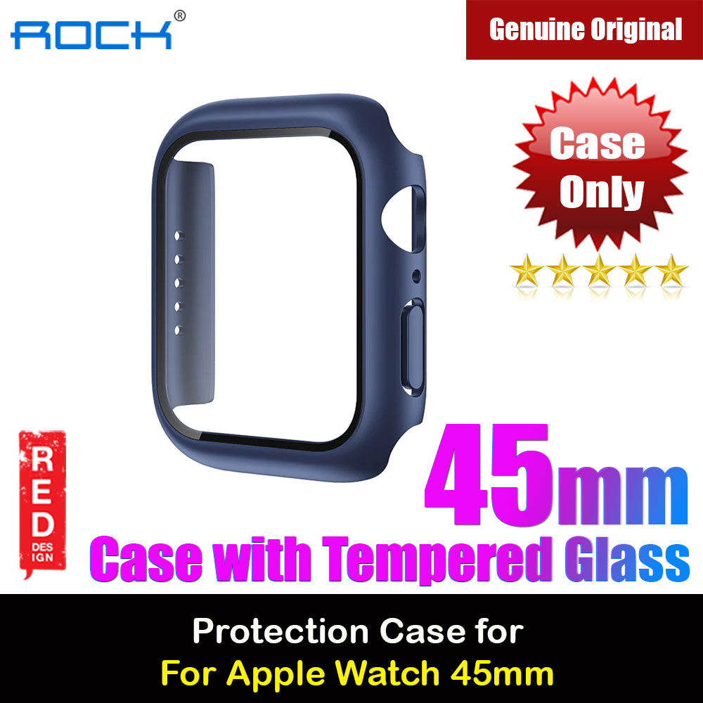 Rock Integrated Case with High Sensitivity Touch 9H Tempered Glass for Apple Watch 45mm (Blue)