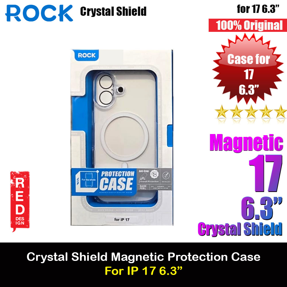 Rock Crystal Shield Magnetic Drop Protection Case for iPhone 17 6.3 (Clear)