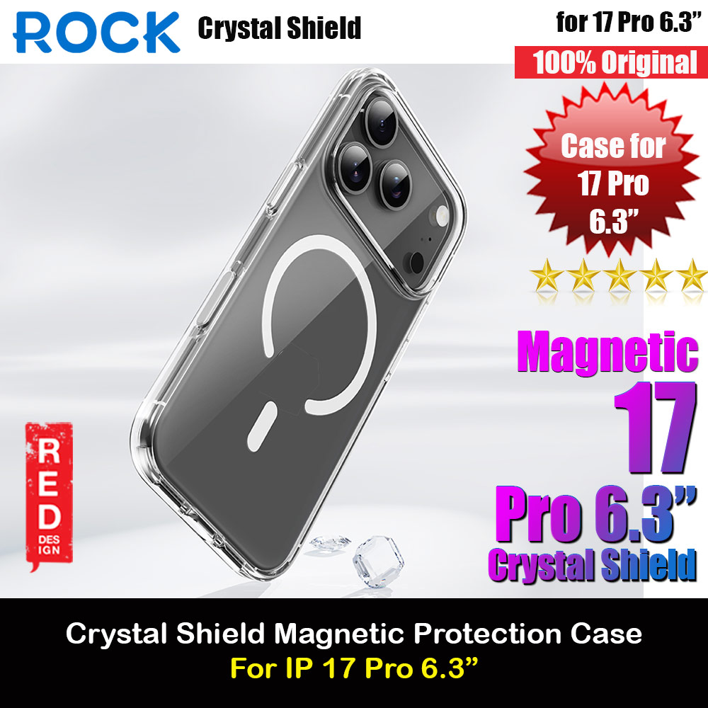 Rock Crystal Shield Magnetic Drop Protection Case for iPhone 17 Pro 6.3 (Clear)