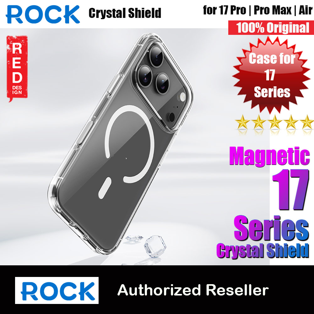 Rock Crystal Shield Magnetic Drop Protection Case for iPhone 17 Pro Max 6.9 (Clear)