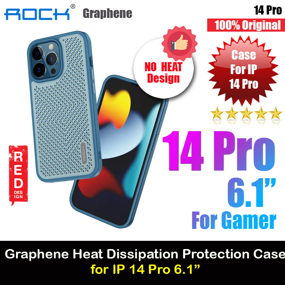 Rock Graphene Super Heat Dissipation Drop Protection Case For Gaming Gamer for iPhone 14 Pro  6.1 (Blue)