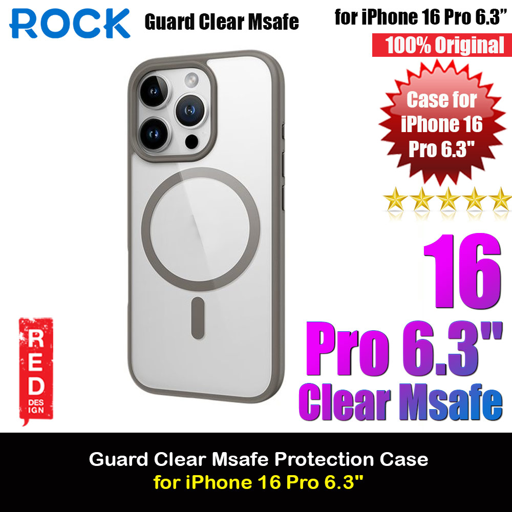 Rock Guard Clear Transparent Magsafe Compatible Drop Protection Case for iPhone 16 Pro 6.3 (Clear Grey)