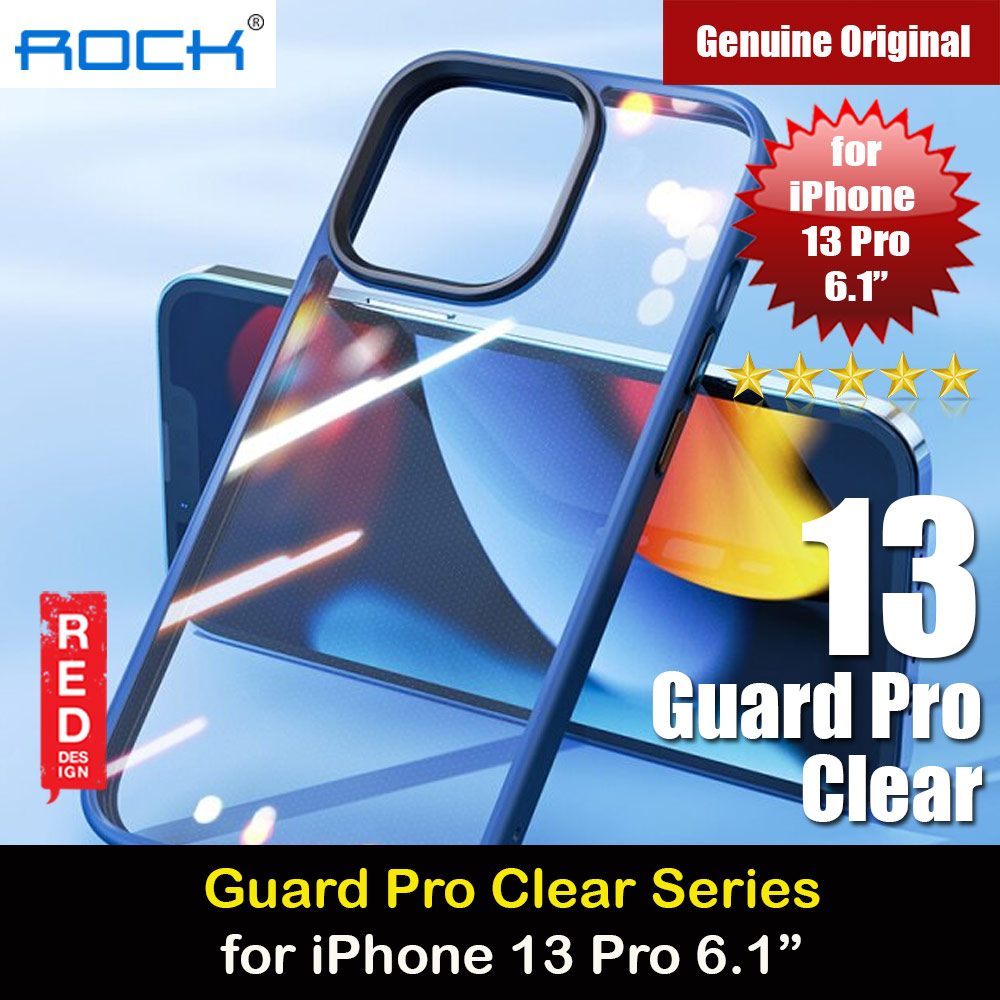 Rock Guard Pro Drop Protection Case for iPhone 13 Pro 6.1 (Clear Blue)