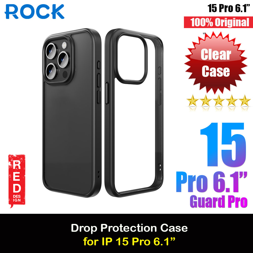 Rock Guard Ultra Thin Light Weight Drop Protection Case for iPhone 15 Pro 6.1 (Black)