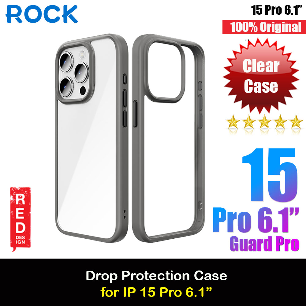 Rock Guard Ultra Thin Light Weight Drop Protection Case for iPhone 15 Pro 6.1 (Grey)