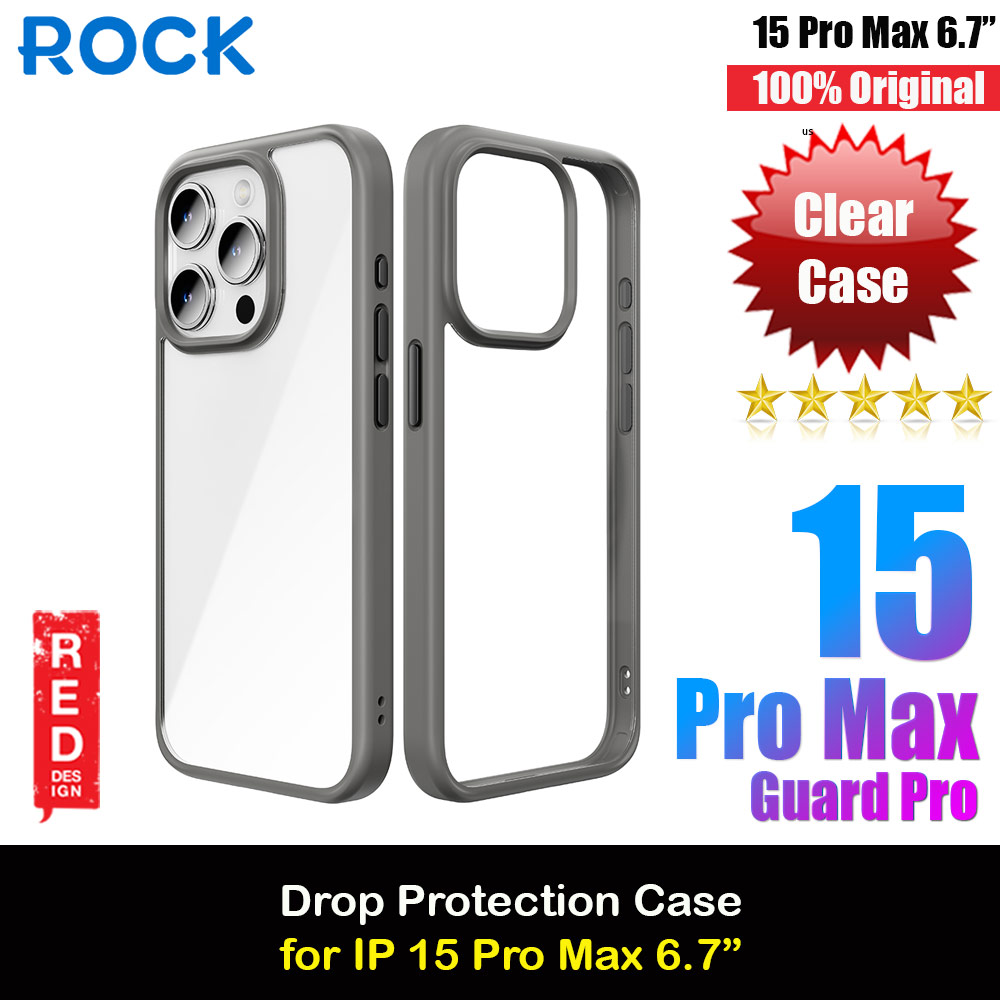 Rock Guard Ultra Thin Light Weight Drop Protection Case for iPhone 15 Pro Max 6.7 (Grey)