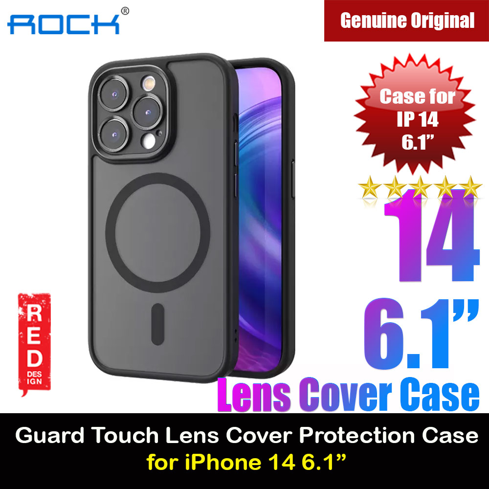 Rock Guard Touch Lens Protection Anti Finger Print Drop Protection Magsafe Compatible Case for iPhone 14 6.1 (Matte Black)