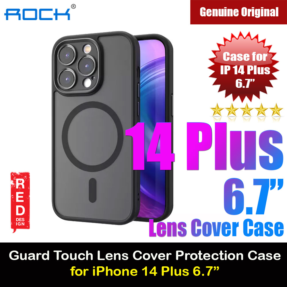 Rock Guard Touch Lens Protection Anti Finger Print Drop Protection Magsafe Compatible Case for iPhone 14 Plus 6.7 (Matte Black)