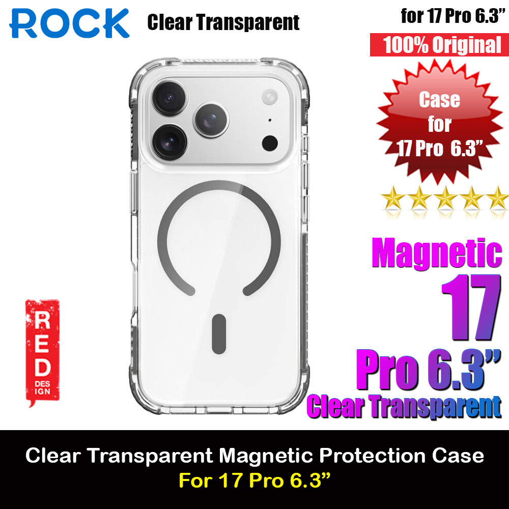 Rock Crystal Clear Magnetic Anti Drop Protection Case for iPhone 17 Pro 6.3 (Black)