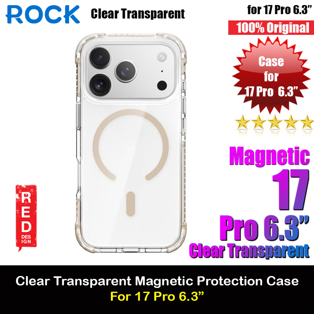 Rock Crystal Clear Magnetic Anti Drop Protection Case for iPhone 17 Pro 6.3 (Gold)