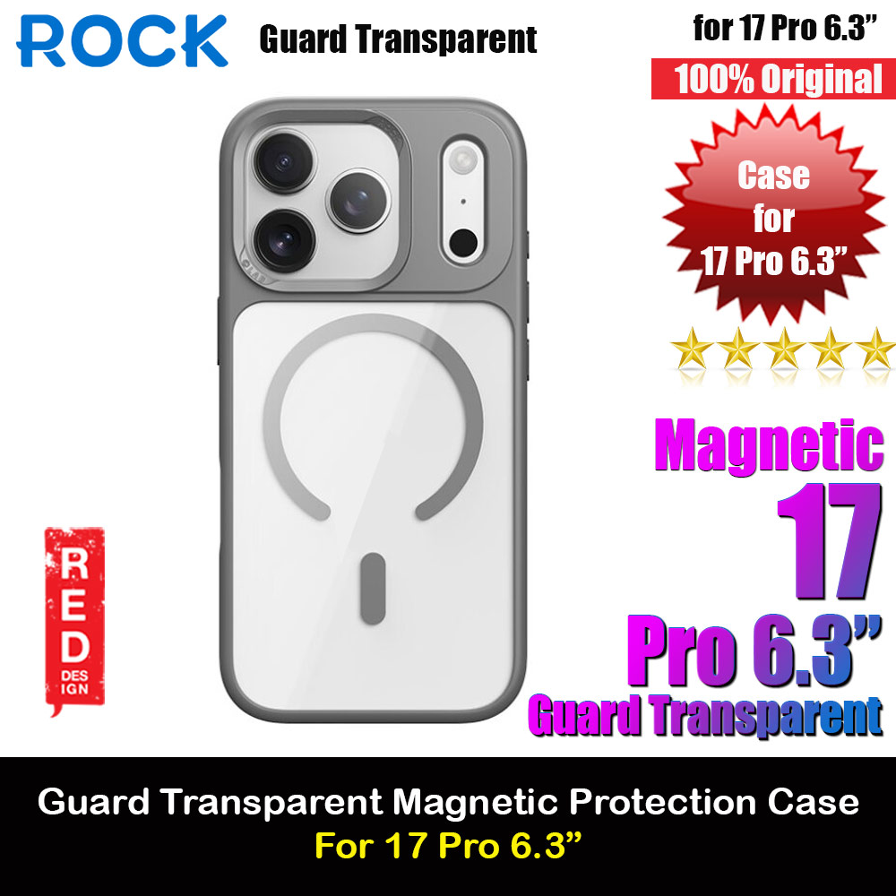 Rock Guard Transparent Magnetic Anti Drop Protection Case for iPhone 17 Pro 6.3 (Grey)