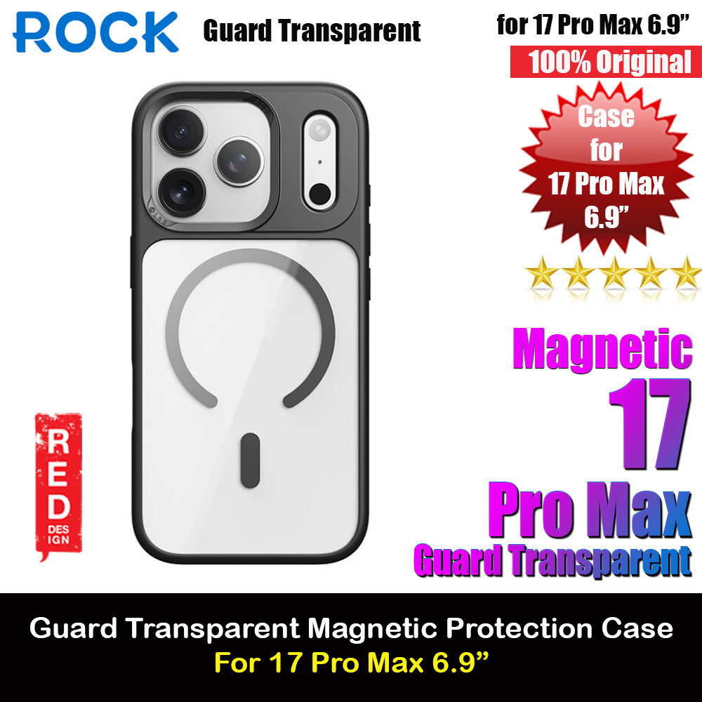 Rock Guard Transparent Magnetic Anti Drop Protection Case for iPhone 17 Pro Max 6.9 (Black)
