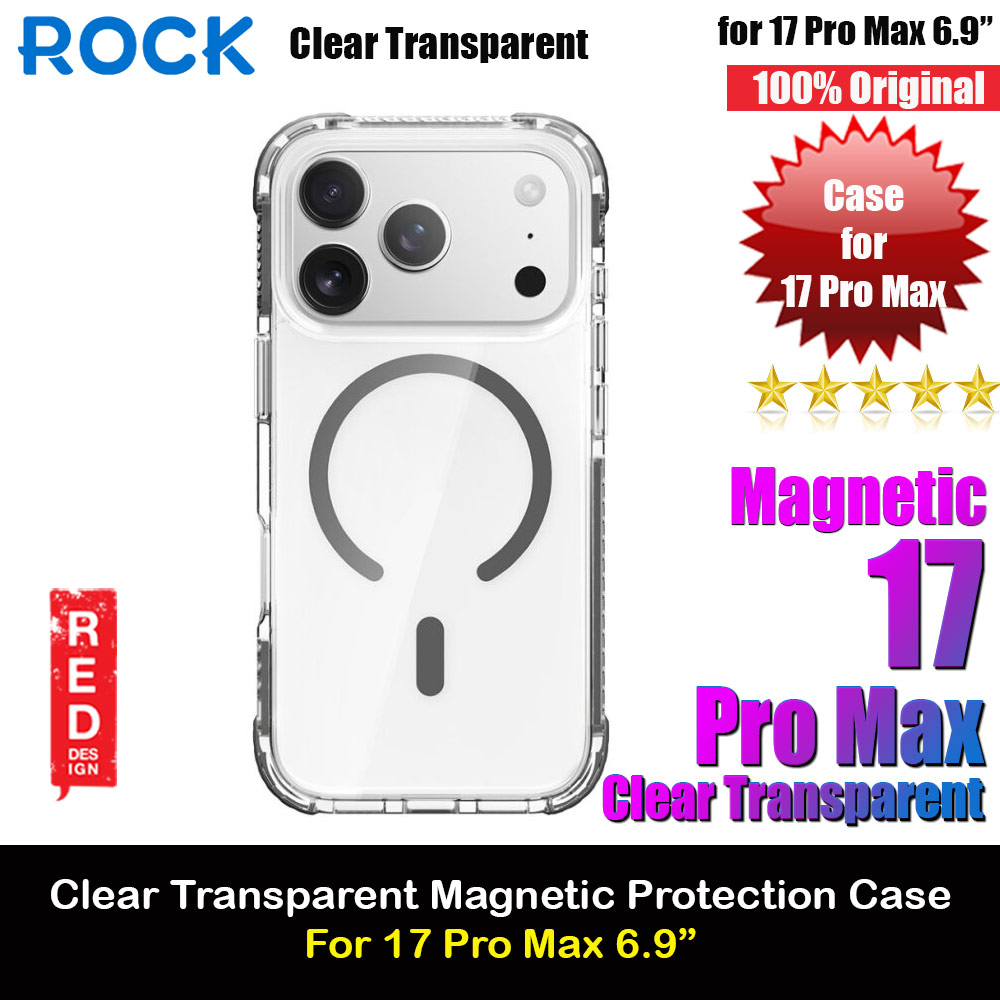 Rock Crystal Clear Magnetic Anti Drop Protection Case for iPhone 17 Pro Max 6.9 (Black)