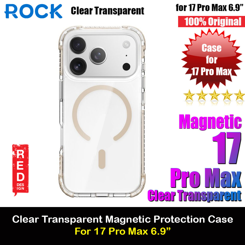 Rock Crystal Clear Magnetic Anti Drop Protection Case for iPhone 17 Pro Max 6.9 (Gold)