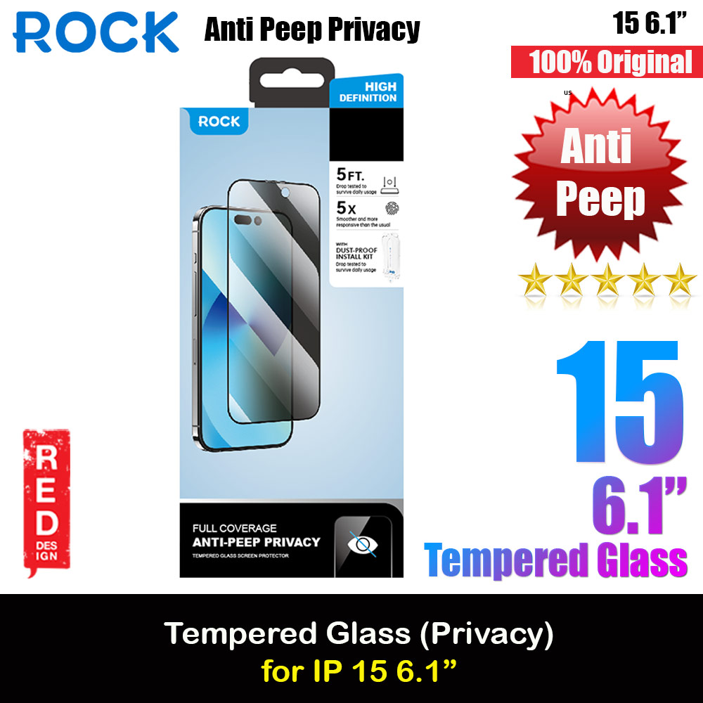 Rock Anti Peep HD Full Coverage Tempered Glass for iPhone 15 6.1 (Privacy)