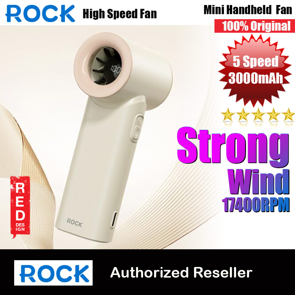 Rock 5 Ultra Speed Strong Wind Force Portable Mini Handheld Fan 3000mAh 17400RPM (Beige)