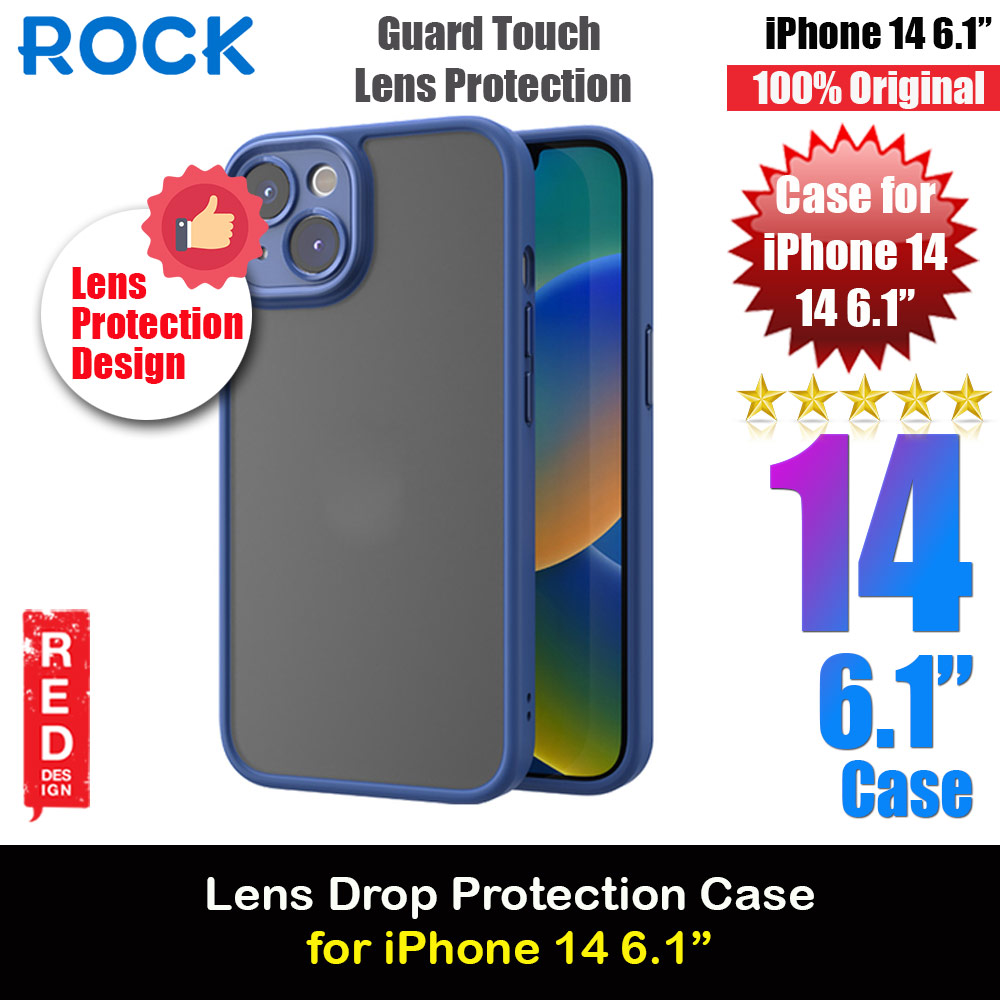 Rock Guard Touch Lens Protection Anti Finger Print Drop Protection Case for iPhone 14 6.1 (Matte Blue)