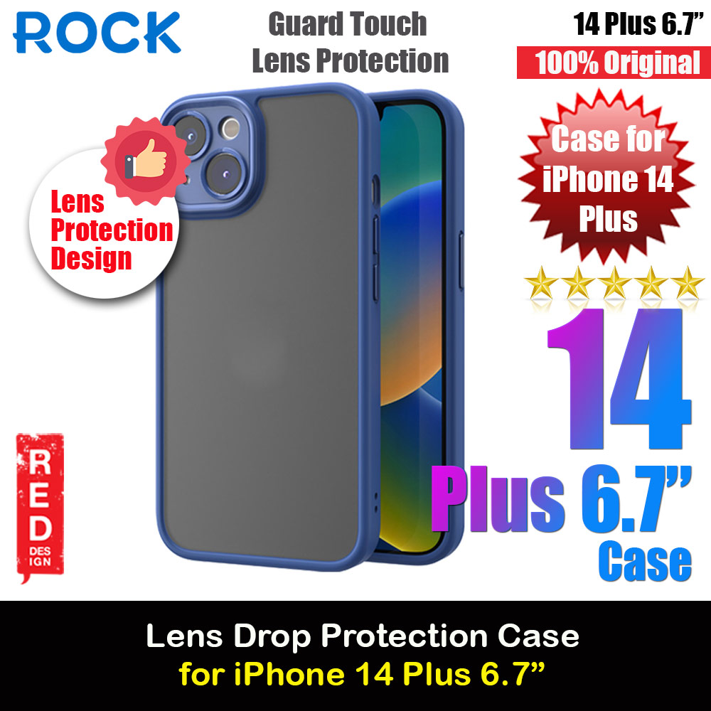 Rock Guard Touch Lens Protection Anti Finger Print Drop Protection Case for iPhone 14 Plus 6.7 (Matte Blue)