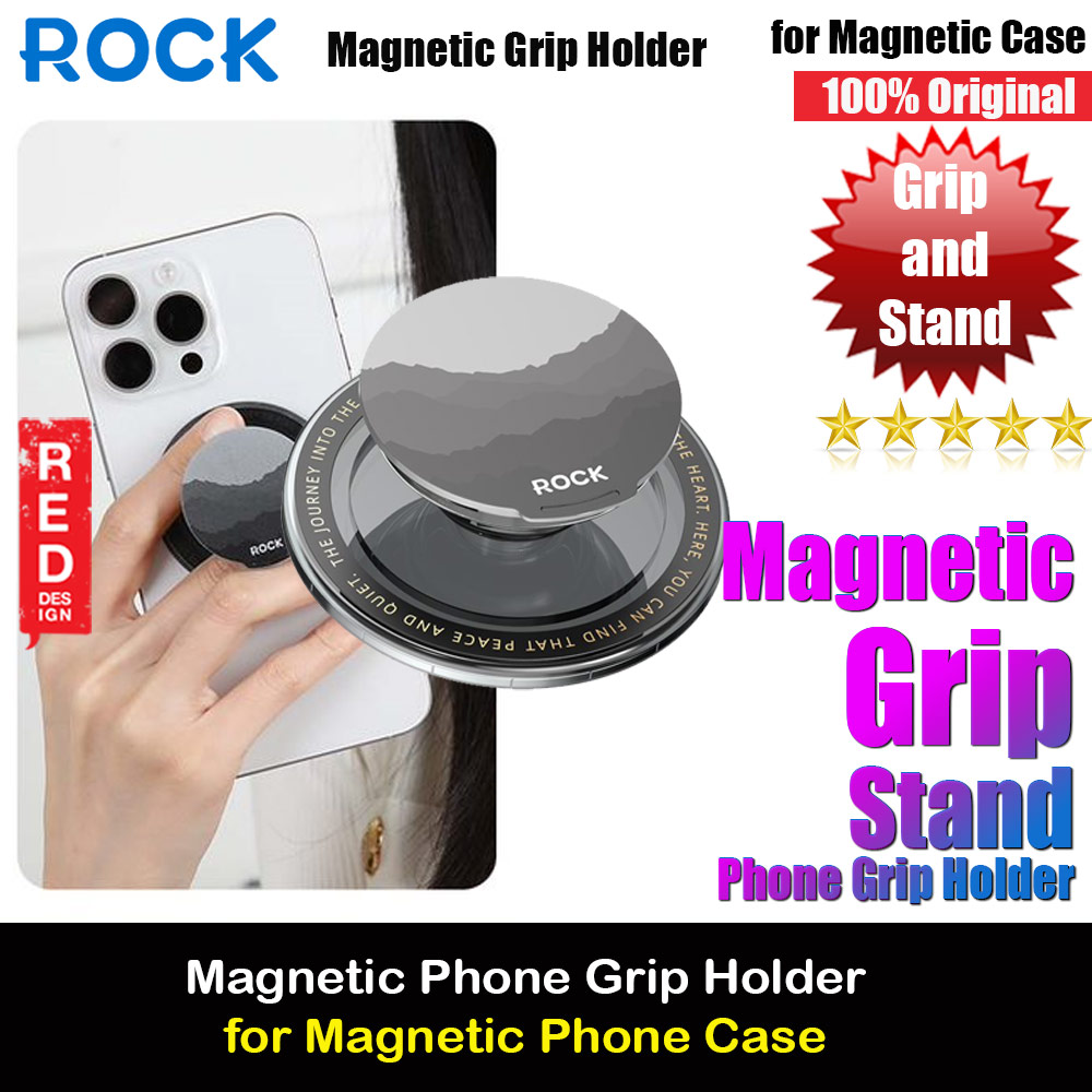 Rock Magnetic Airbag Bracket Foldable Grip Stand Phone Holder (Black)
