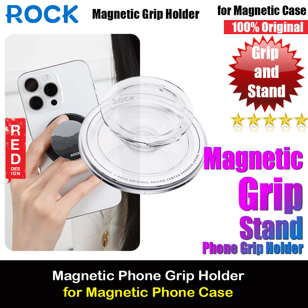Rock Magnetic Airbag Bracket Foldable Grip Stand Phone Holder (Transparent)